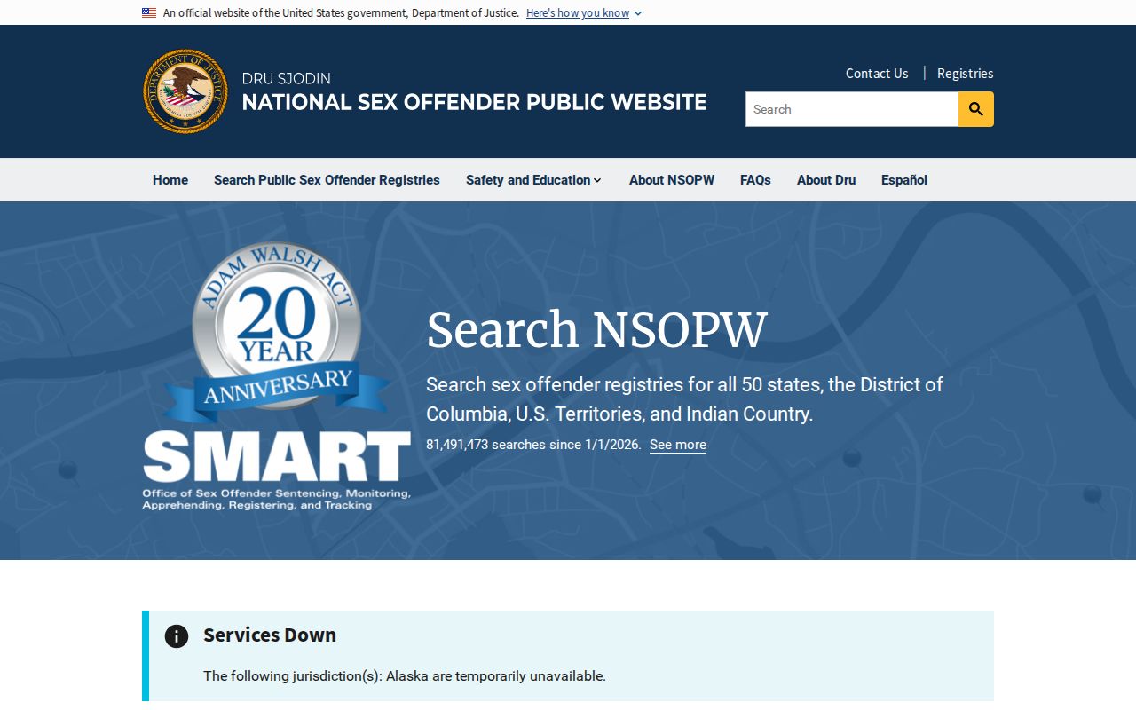 Kalawao County sex offender search through national NSOPW